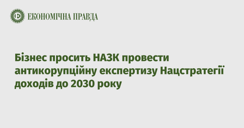 Бізнес звертається до НАЗК з проханням реалізувати антикорупційну експертизу Національної стратегії доходів до 2030 року.